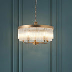 Lampadario in Ottone Clermont a 5 Luci - Aste di Vetro