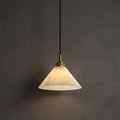 Lampada a sospensione con paralume conico in ottone e alabastro