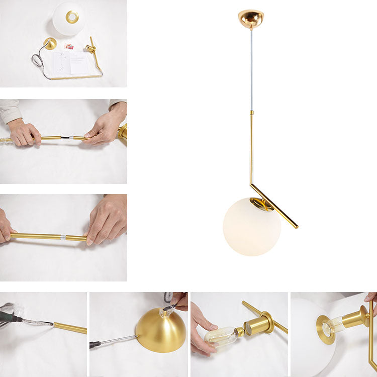 Lampada a sospensione in vetro opalino Blikuva Modern Globe