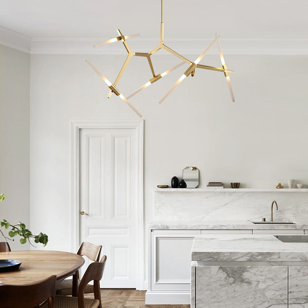 Design Asimmetrico Contemporaneo Lampadario a Rami con 10 Luci