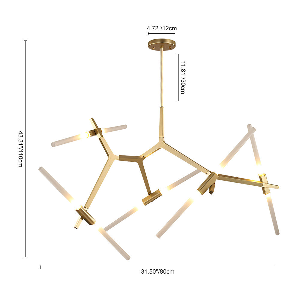 Design Asimmetrico Contemporaneo Lampadario a Rami con 10 Luci