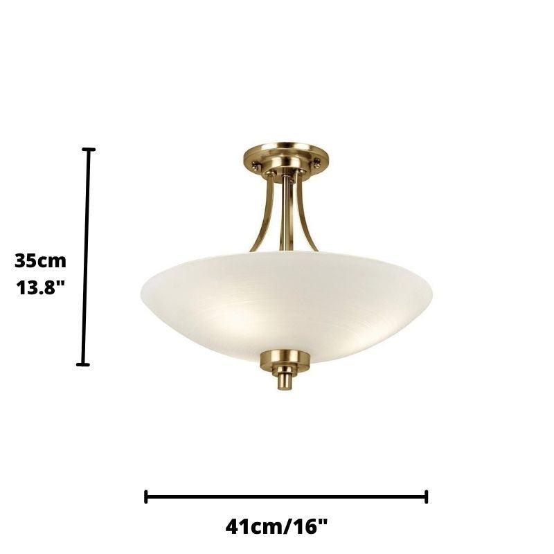 Endon Welles Lampada da Soffitto Semi Flush in Ottone Antico a 3 Bracci