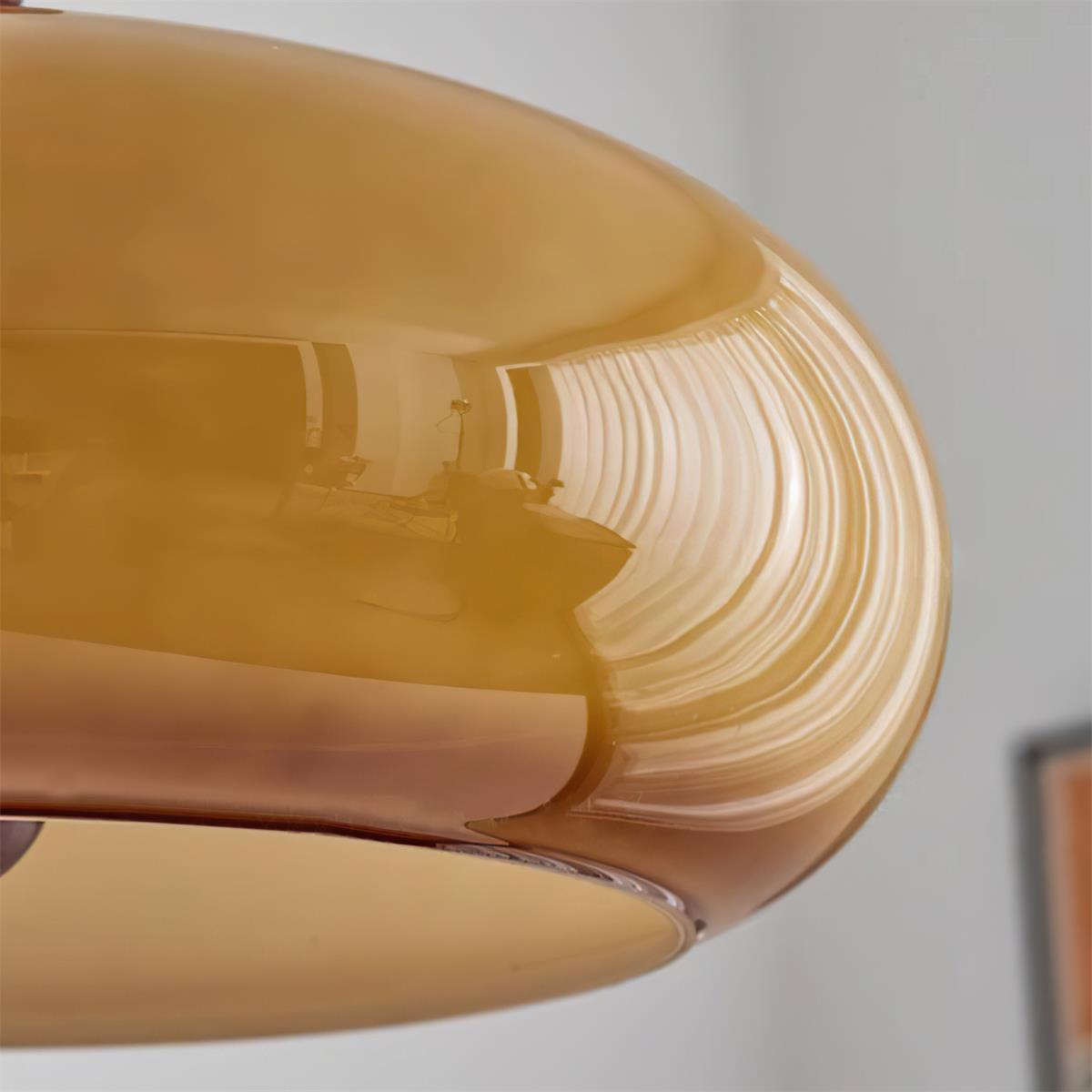 Lampada a sospensione con paralume in vetro ambra Eldom