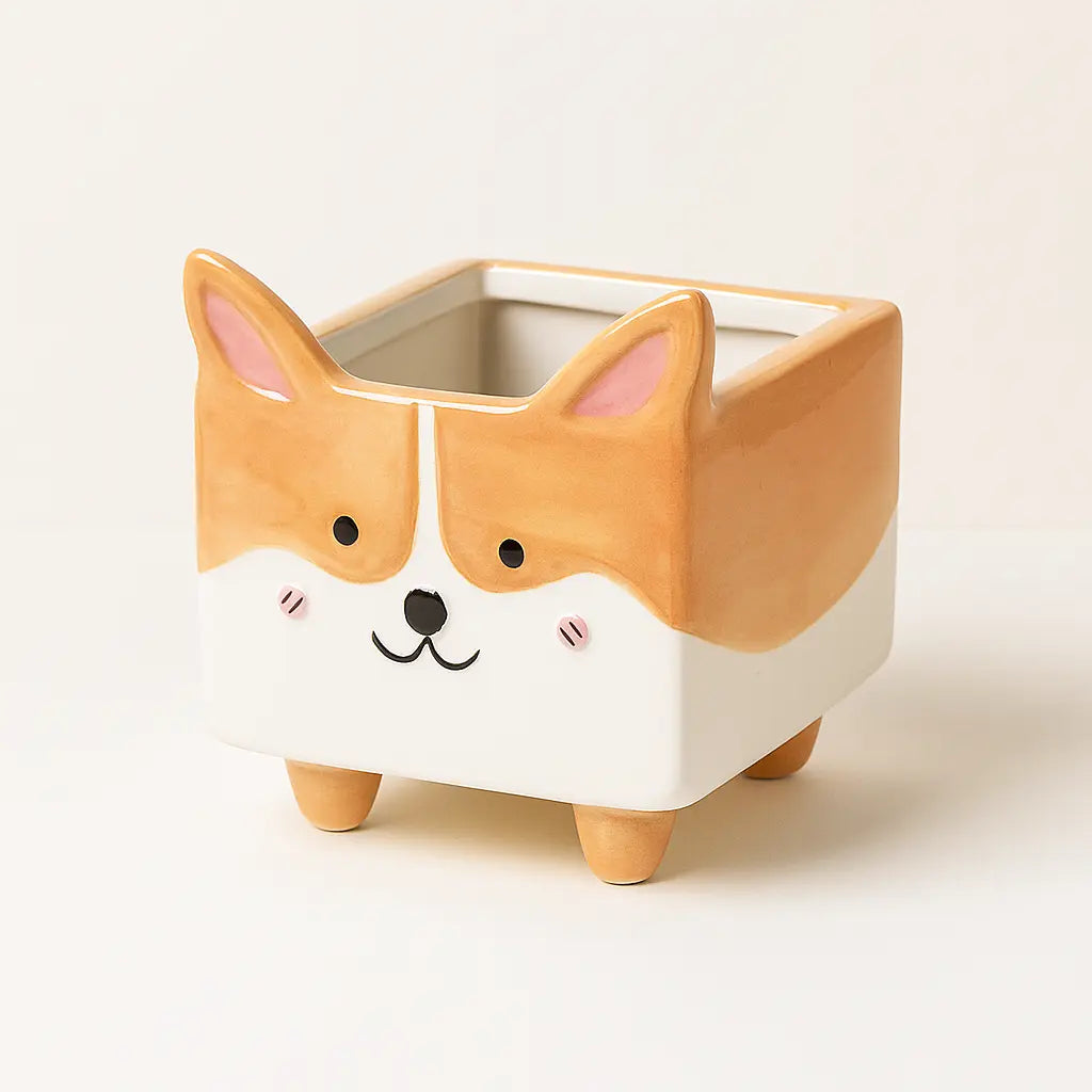Vaso da Piante in Ceramica Cartoon Corgi & Agnello