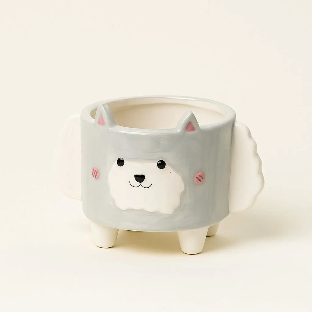 Vaso da Piante in Ceramica Cartoon Corgi & Agnello