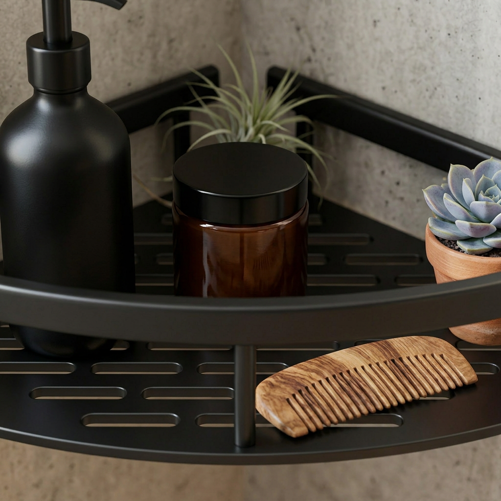 Mensola Angolare per Doccia con Base Perforata