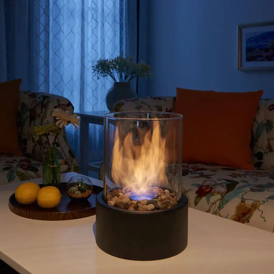 GemütlicheFlamme Camino da Tavolo – Moderno camino da tavolo a bioetanolo con vera fiamma e design scandinavo