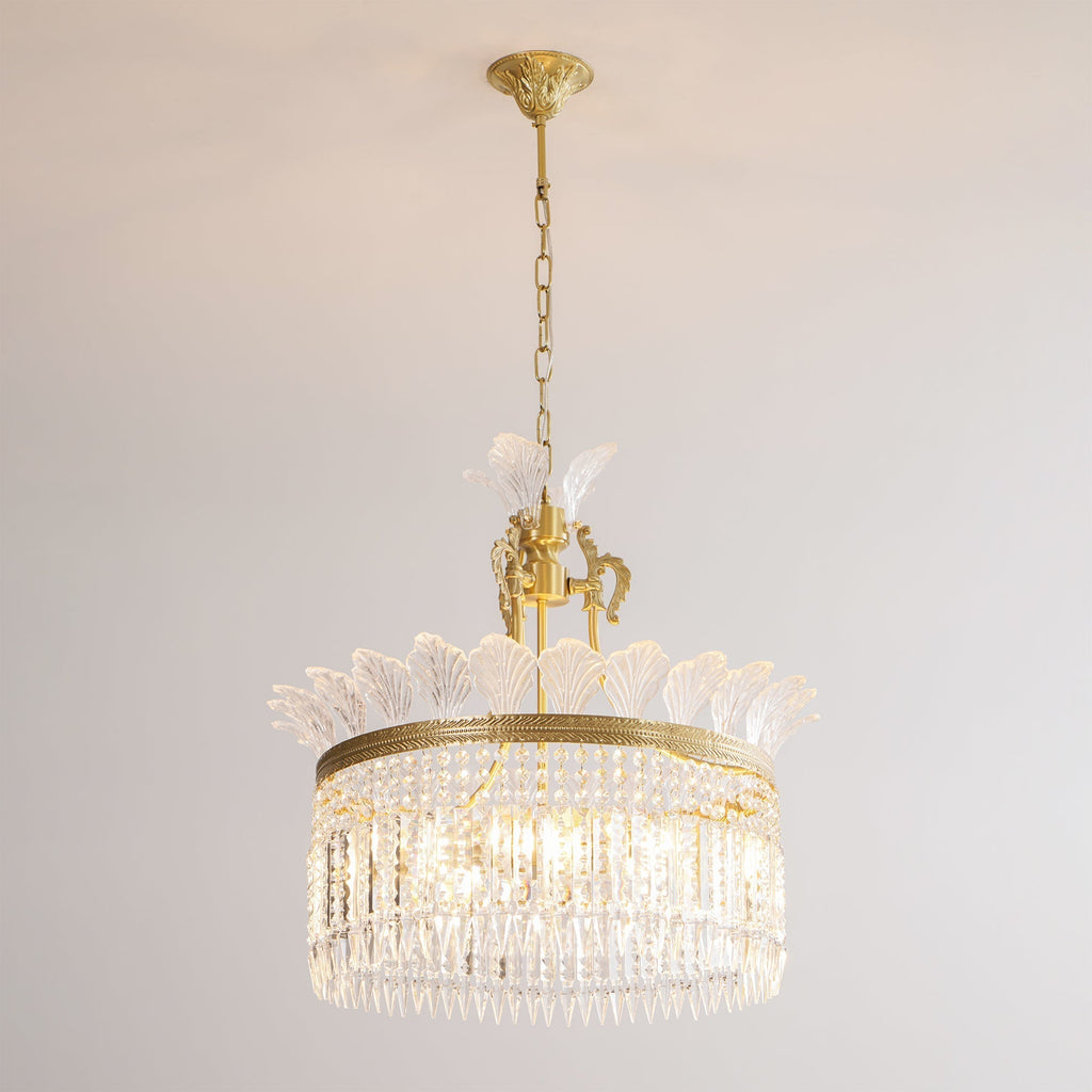 Lampadario in Cristallo di Ottone Postmoderno Crinolina di Lusso