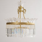 Lampadario in Cristallo di Ottone Postmoderno Crinolina di Lusso