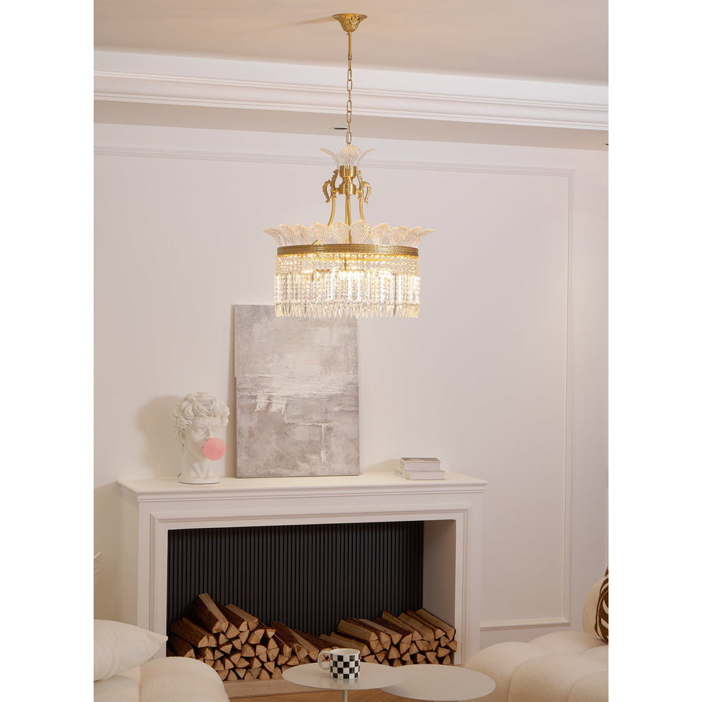 Lampadario in Cristallo di Ottone Postmoderno Crinolina di Lusso