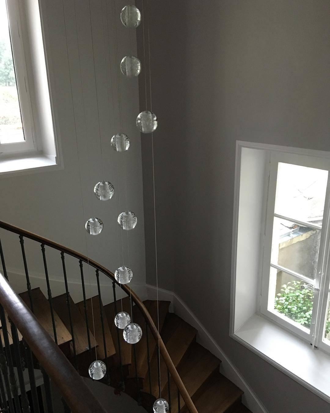 Lampada a sospensione con palline di vetro cristallo