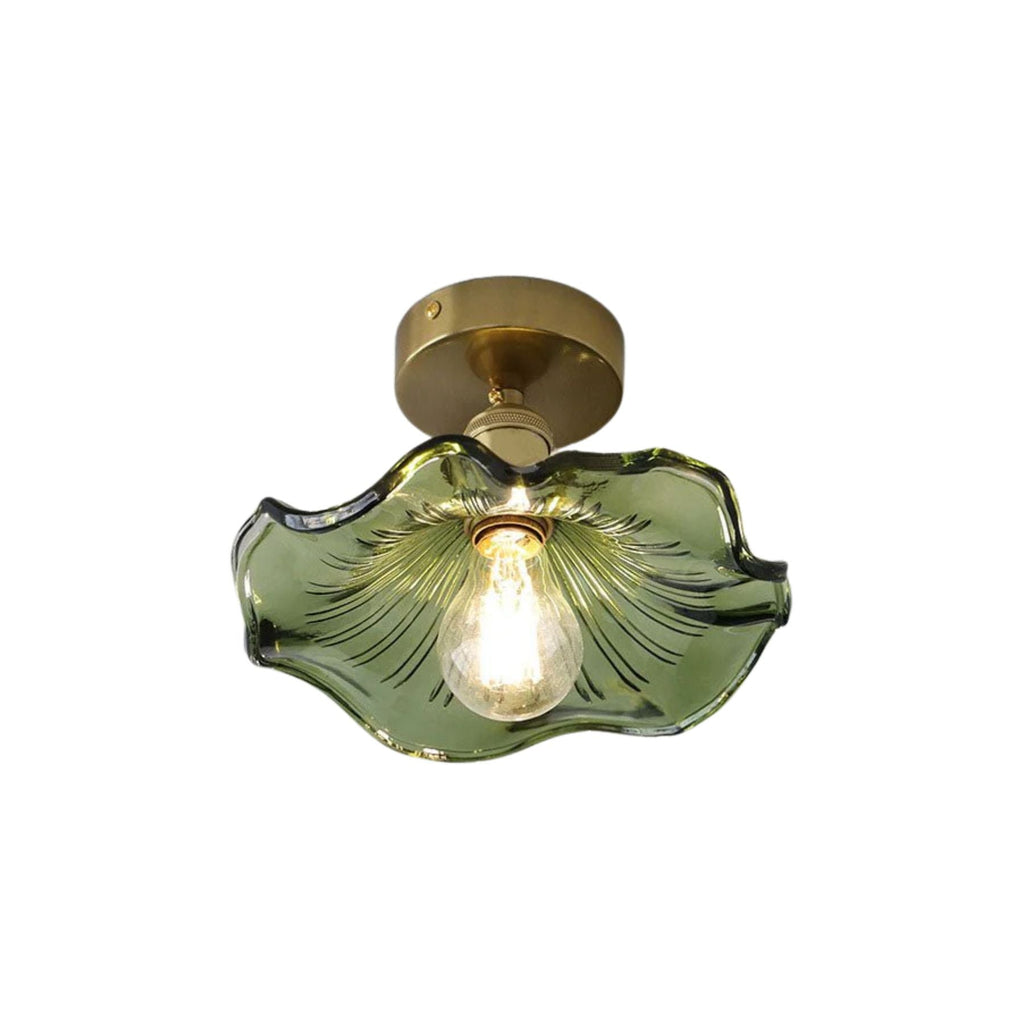 Cullivan Lampada da soffitto – Vetro – Verde – Ø 30 cm – Charme vintage per soggiorno e camera da letto
