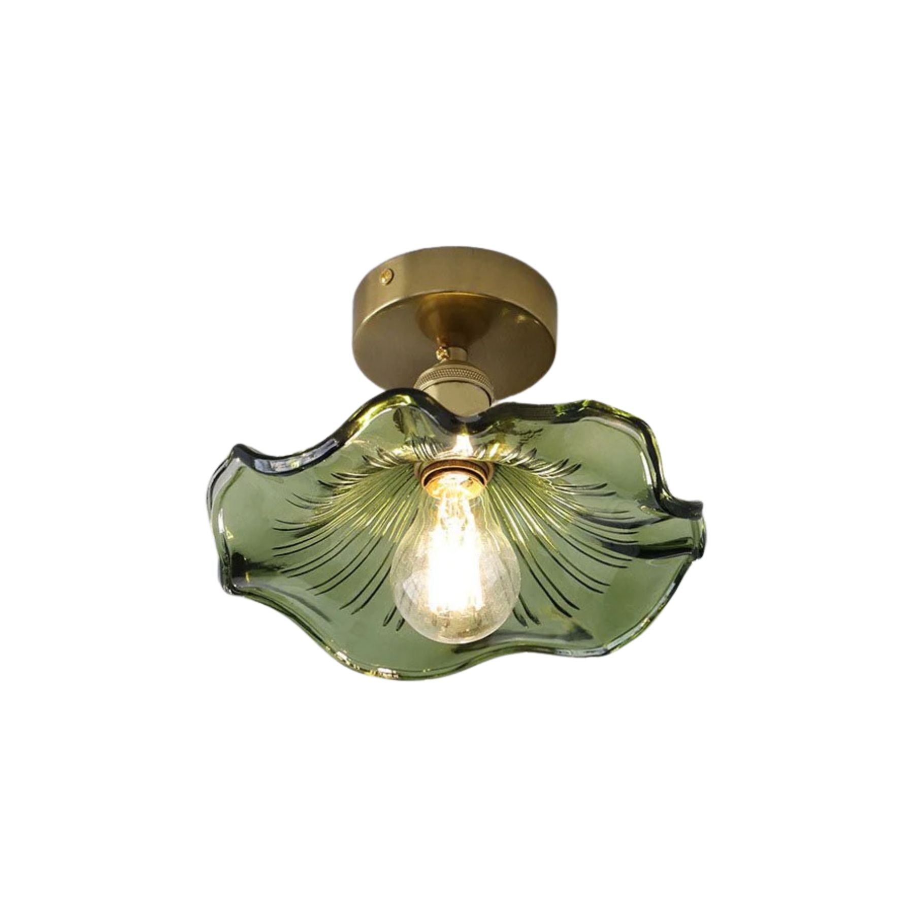 Cullivan Lampada da soffitto – Vetro – Verde – Ø 30 cm – Charme vintage per soggiorno e camera da letto
