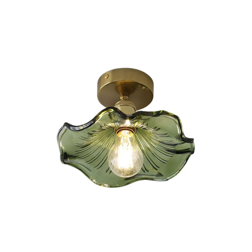 Cullivan Lampada da soffitto – Vetro – Verde – Ø 30 cm – Charme vintage per soggiorno e camera da letto