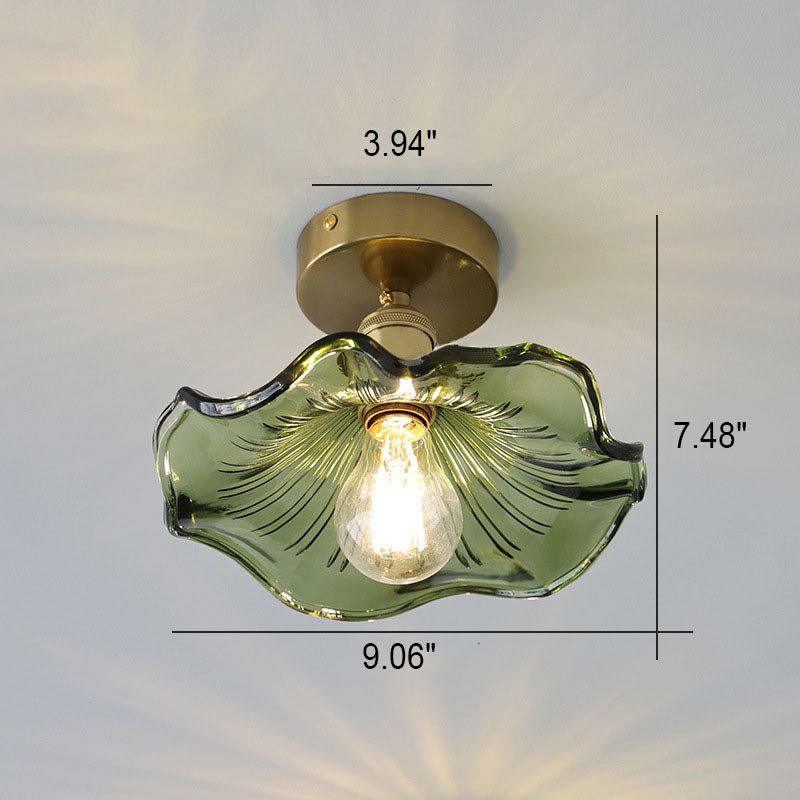 Cullivan Lampada da soffitto – Vetro – Verde – Ø 30 cm – Charme vintage per soggiorno e camera da letto