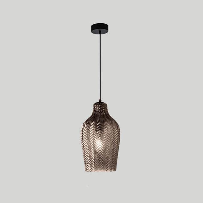 Lampada a Sospensione Barrel 1 Luce in Vetro Wave Testurizzato Nordico