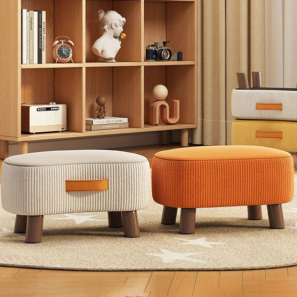 Poggiapiedi Contemporaneo Nordic Cuboid Portatile in Tessuto Sintetico senza Schienale e Braccioli per Soggiorno