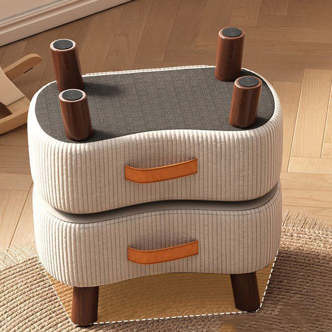Poggiapiedi Contemporaneo Nordic Cuboid Portatile in Tessuto Sintetico senza Schienale e Braccioli per Soggiorno
