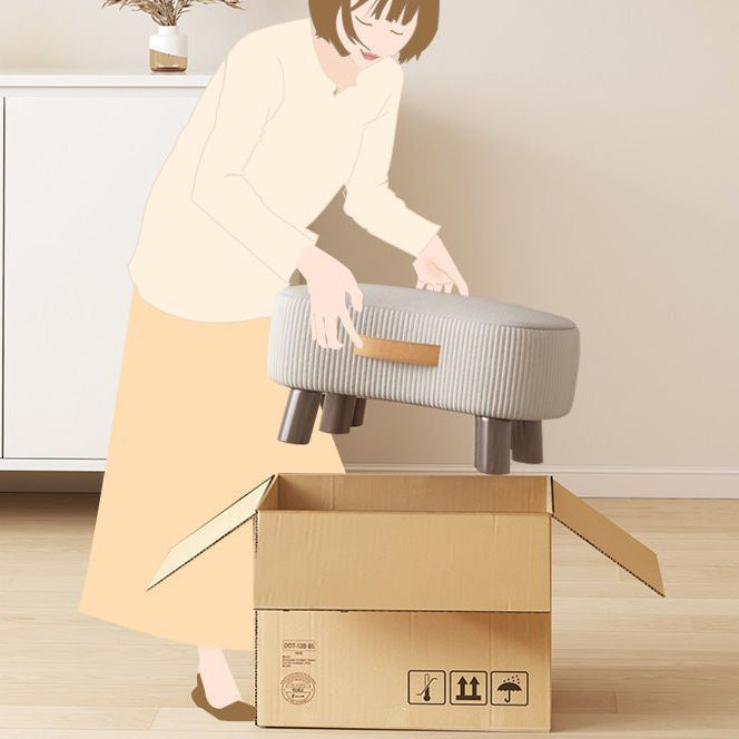 Poggiapiedi Contemporaneo Nordic Cuboid Portatile in Tessuto Sintetico senza Schienale e Braccioli per Soggiorno