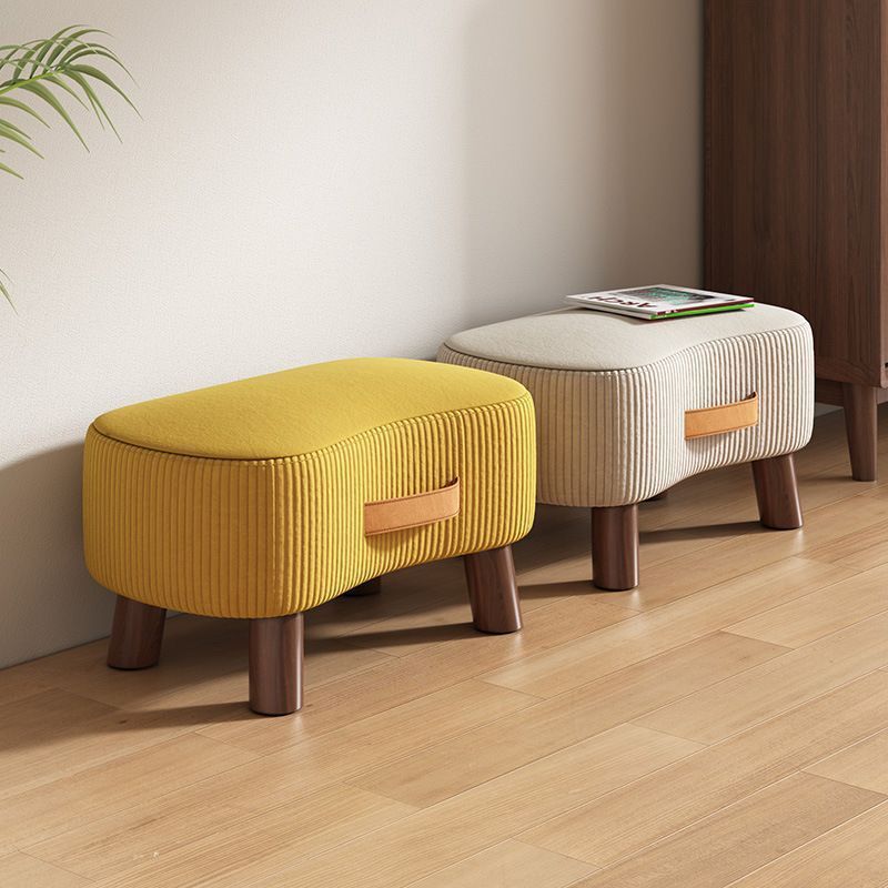Poggiapiedi Contemporaneo Nordic Cuboid Portatile in Tessuto Sintetico senza Schienale e Braccioli per Soggiorno
