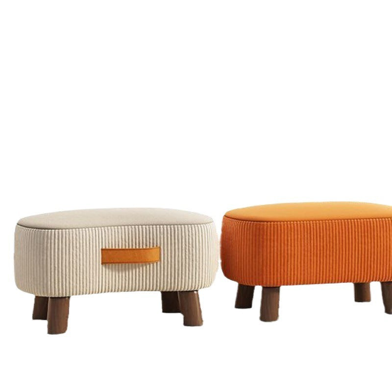 Poggiapiedi Contemporaneo Nordic Cuboid Portatile in Tessuto Sintetico senza Schienale e Braccioli per Soggiorno