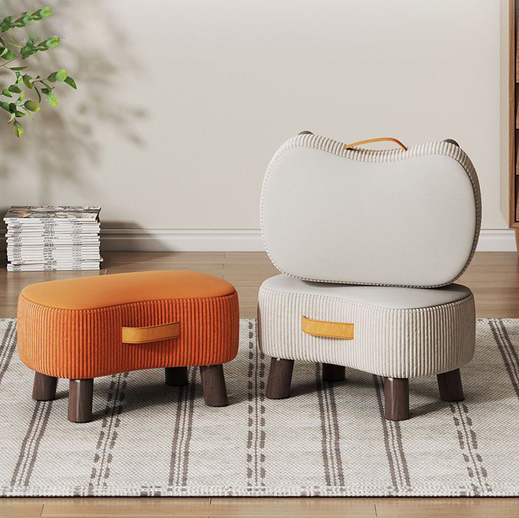Poggiapiedi Contemporaneo Nordic Cuboid Portatile in Tessuto Sintetico senza Schienale e Braccioli per Soggiorno