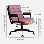Sedia da Scrivania Rotabile Rectangolare Contemporanea in Metallo PU & Pelle Vera con Spugna Sollevabile per Ufficio a Casa