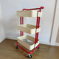 Tavolino Contemporaneo Nordic in Acciaio al Carbonio con Ruote, Carrello con 3 Ripiani per Stoccaggio per Soggiorno