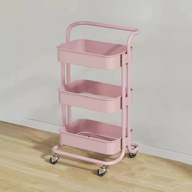 Tavolino Contemporaneo Nordic in Acciaio al Carbonio con Ruote, Carrello con 3 Ripiani per Stoccaggio per Soggiorno