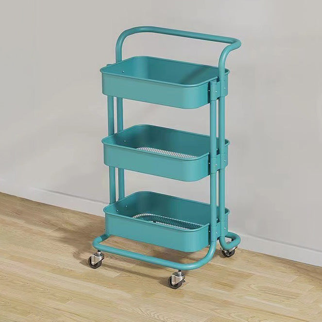 Tavolino Contemporaneo Nordic in Acciaio al Carbonio con Ruote, Carrello con 3 Ripiani per Stoccaggio per Soggiorno