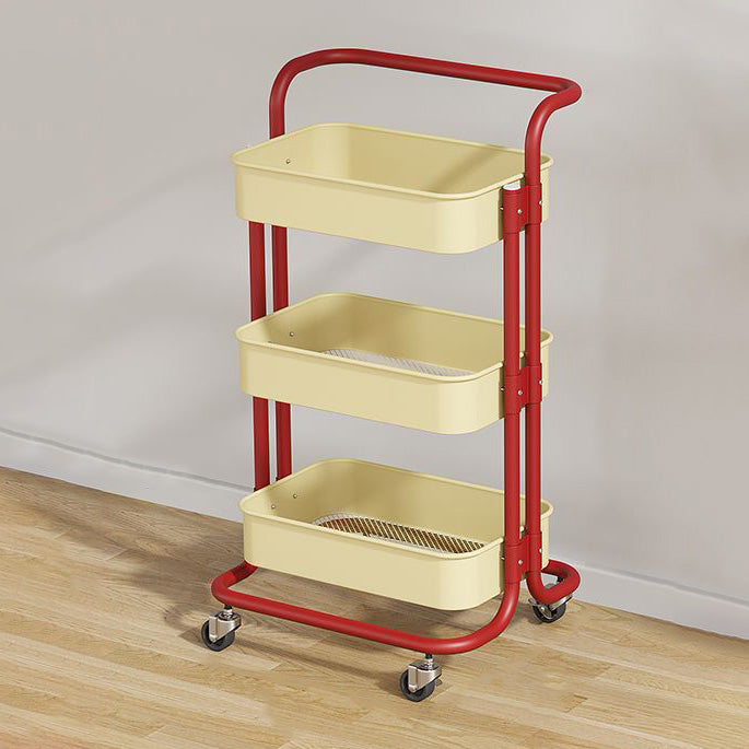 Tavolino Contemporaneo Nordic in Acciaio al Carbonio con Ruote, Carrello con 3 Ripiani per Stoccaggio per Soggiorno