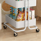 Tavolino Contemporaneo Nordic in Acciaio al Carbonio con Ruote, Carrello con 3 Ripiani per Stoccaggio per Soggiorno