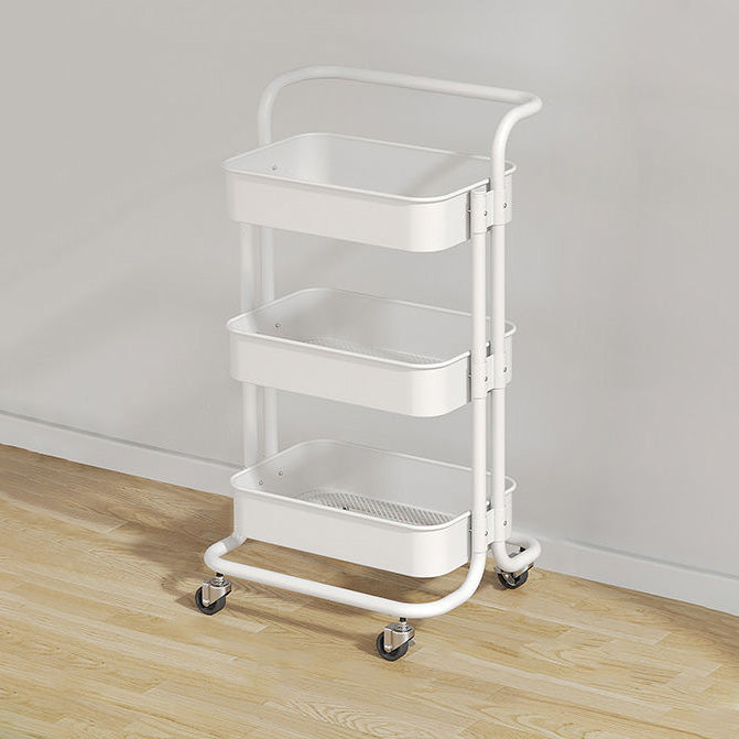 Tavolino Contemporaneo Nordic in Acciaio al Carbonio con Ruote, Carrello con 3 Ripiani per Stoccaggio per Soggiorno
