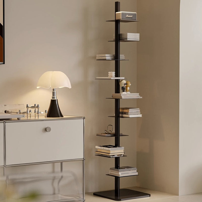 Moderna Libreria Invisibile in Acciaio al Carbonio a Spirale con 9 Ripiani, Scaffale da Esposizione per Angolo, Rack di Stoccaggio per Ufficio Casa