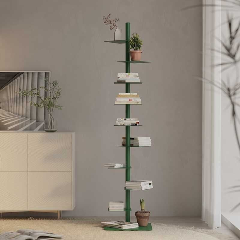 Moderna Libreria Invisibile in Acciaio al Carbonio a Spirale con 9 Ripiani, Scaffale da Esposizione per Angolo, Rack di Stoccaggio per Ufficio Casa