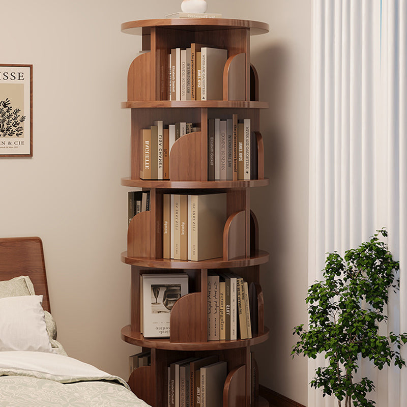 Libreria Rotante Moderna Minimalista in Bambù, Metallo e MDF da Pavimento 3/4/5/6/7 Ripiani per Studio