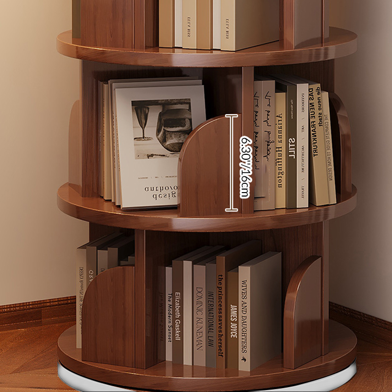 Libreria Rotante Moderna Minimalista in Bambù, Metallo e MDF da Pavimento 3/4/5/6/7 Ripiani per Studio