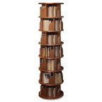 Libreria Rotante Moderna Minimalista in Bambù, Metallo e MDF da Pavimento 3/4/5/6/7 Ripiani per Studio