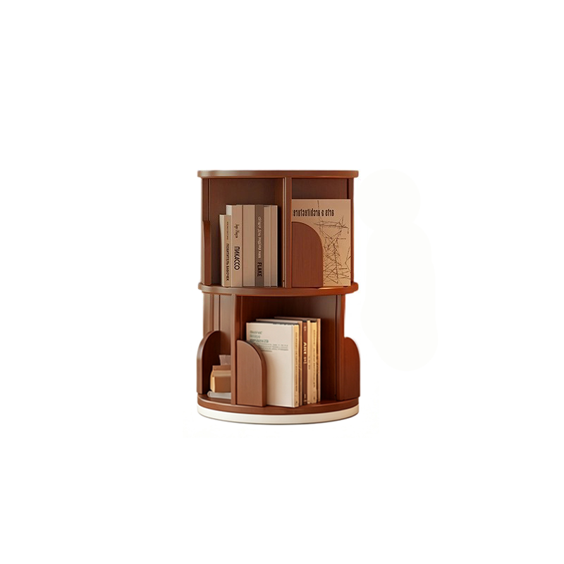 Libreria Rotante Moderna Minimalista in Bambù, Metallo e MDF da Pavimento 3/4/5/6/7 Ripiani per Studio
