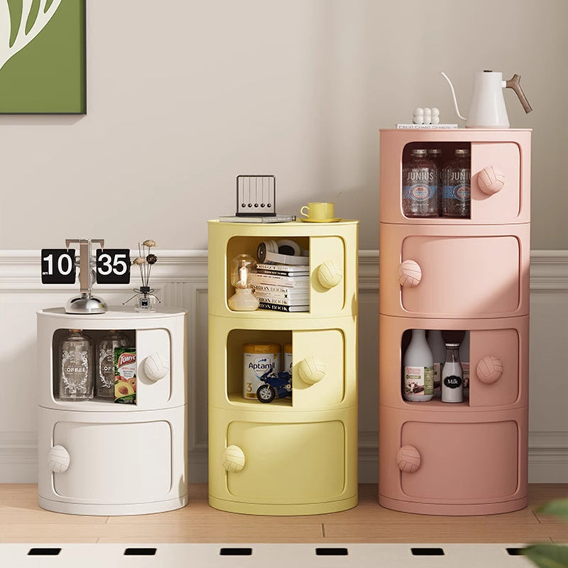 Comò Moderno Minimalista Dopamina Staccabile Rotondo in Plastica 1/2/3/4-Cassetti per Camera da Letto