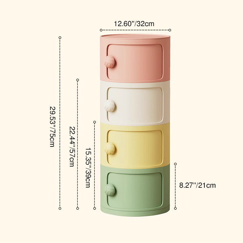 Comò Moderno Minimalista Dopamina Staccabile Rotondo in Plastica 1/2/3/4-Cassetti per Camera da Letto