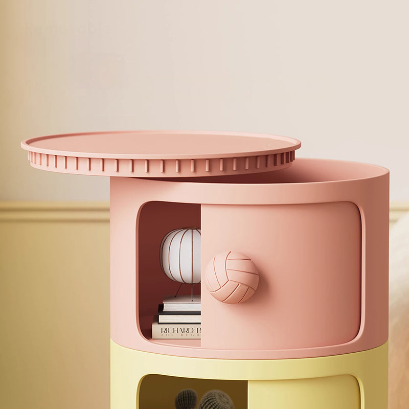 Comò Moderno Minimalista Dopamina Staccabile Rotondo in Plastica 1/2/3/4-Cassetti per Camera da Letto