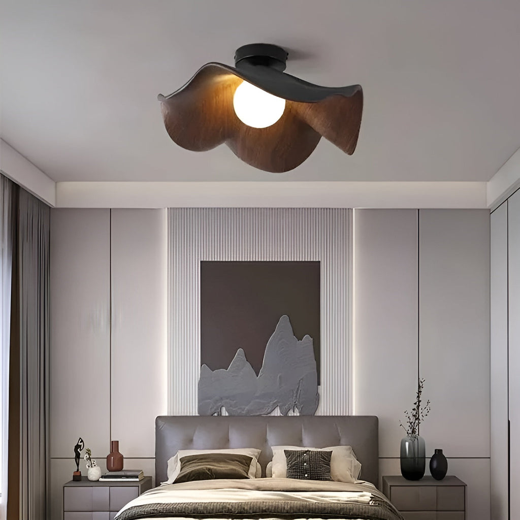 PetalBeam Light – Lampada da soffitto in legno a foglia di loto nordica
