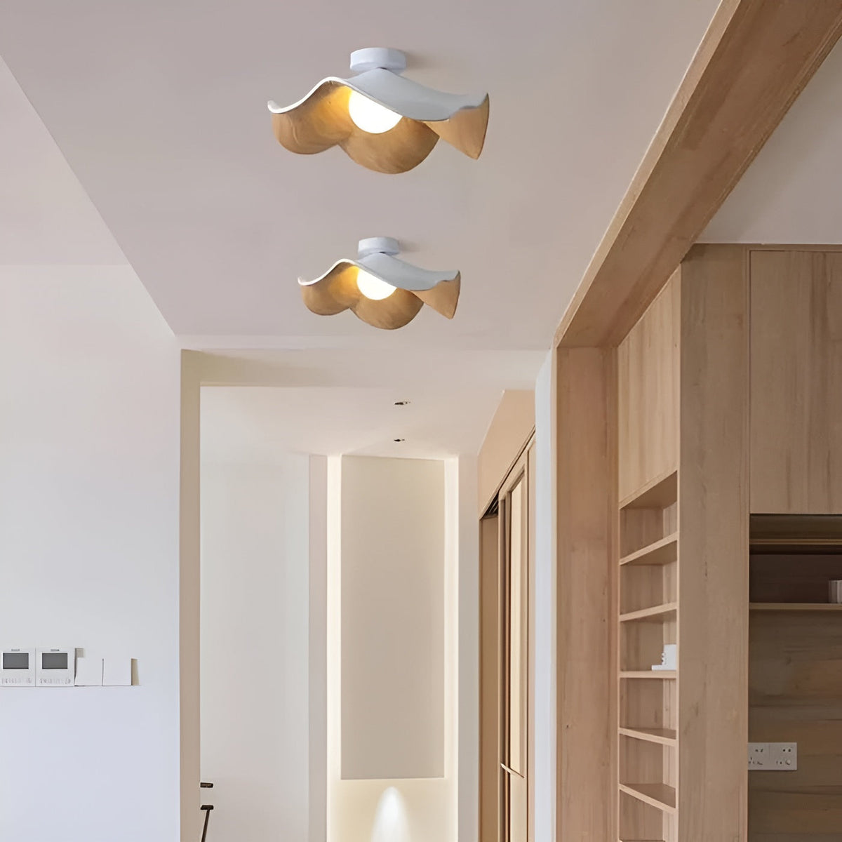 PetalBeam Light – Lampada da soffitto in legno a foglia di loto nordica