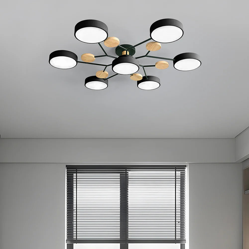 Charlie | Lampadario a soffitto LED semincasso in ferro contemporaneo