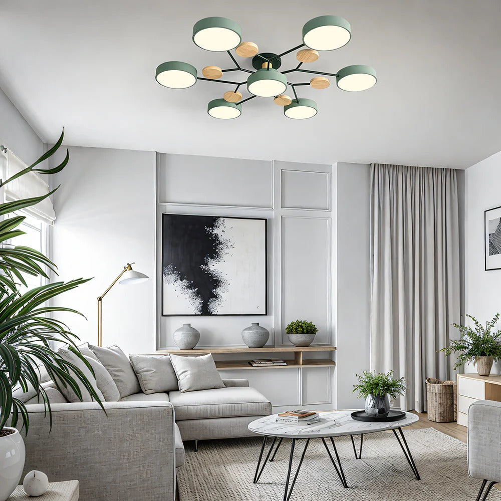 Charlie | Lampadario a soffitto LED semincasso in ferro contemporaneo