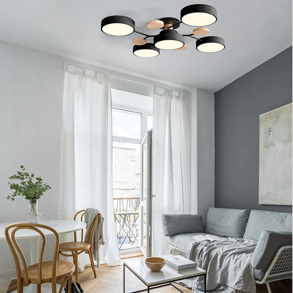 Charlie | Lampadario a soffitto LED semincasso in ferro contemporaneo