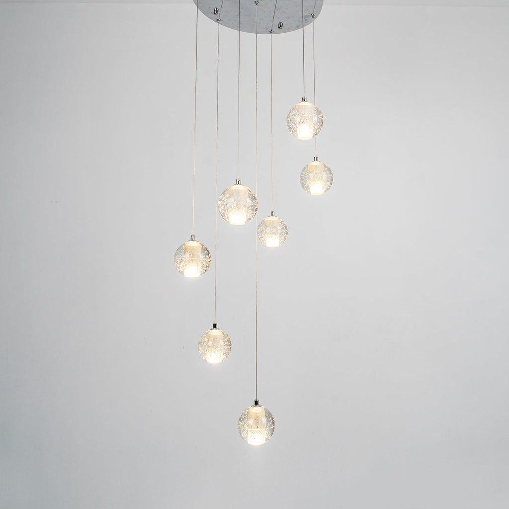 Lampada a sospensione con palline di vetro cristallo