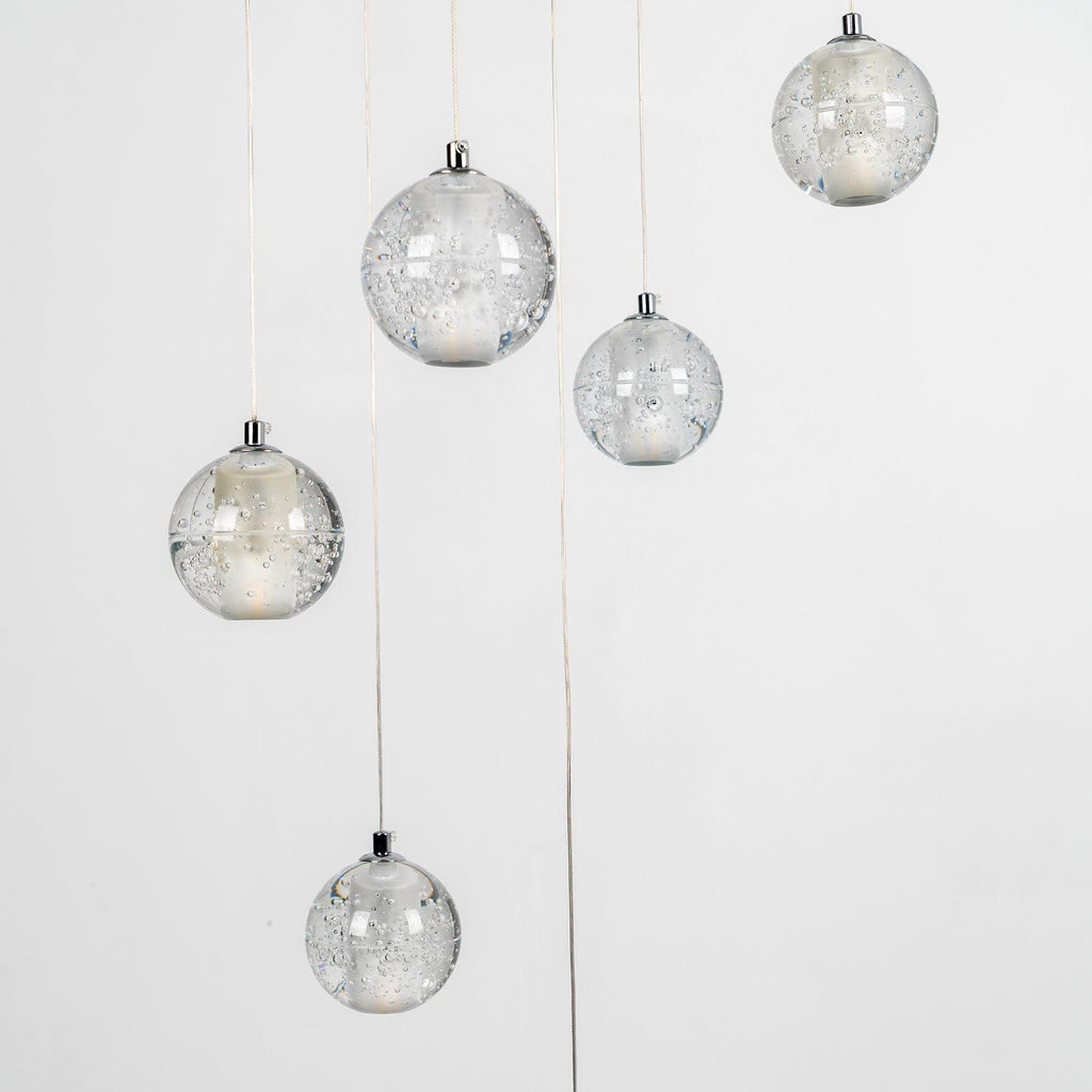 Lampada a sospensione con palline di vetro cristallo