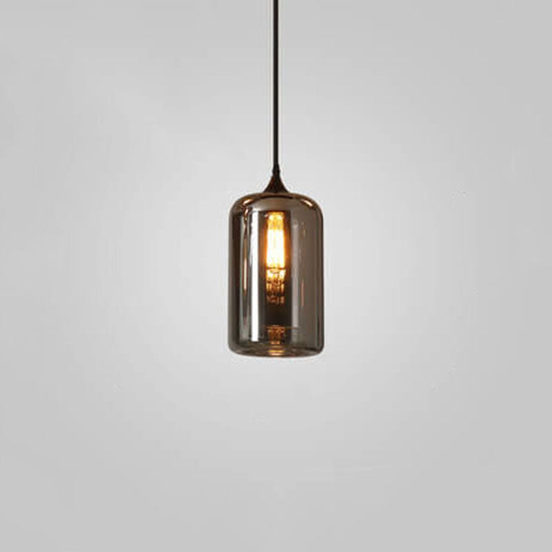 Sospensione LED in Vetro Grigio Fumo Moderno a 1 Luce